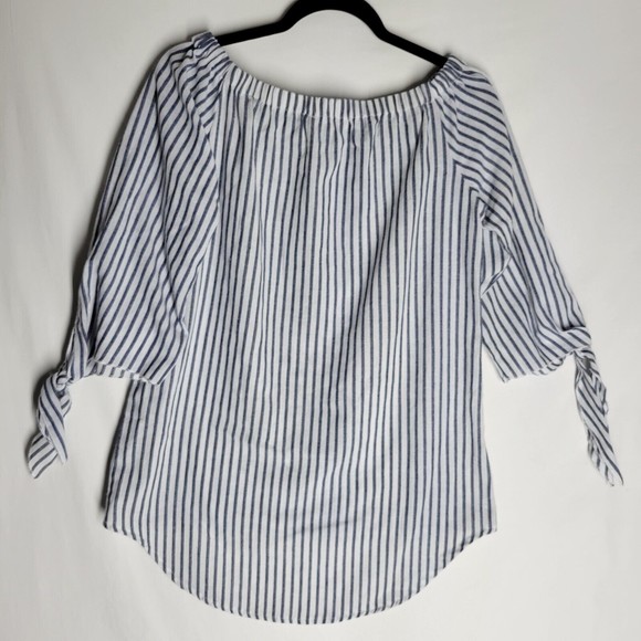 JJ’s Fairyland Women's Off Shoulder Blouse Striped Floral Embroider Size Medium - Picture 6 of 10
